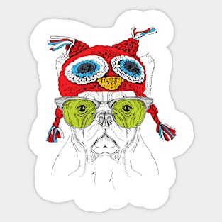 Christmas white pug Sticker